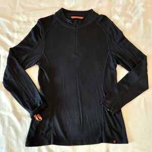 Point6 Merino Wool 1/4 Zip Midweight Base Layer Pullover Women's Size XL Black